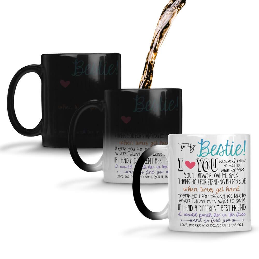 YuBingo Bestie I Love You Funny Magic Ceramic Coffee Mug Friendship Day Gifts for Dost, Cool Birthday Present Idea for a Friend (Black, 320ML)