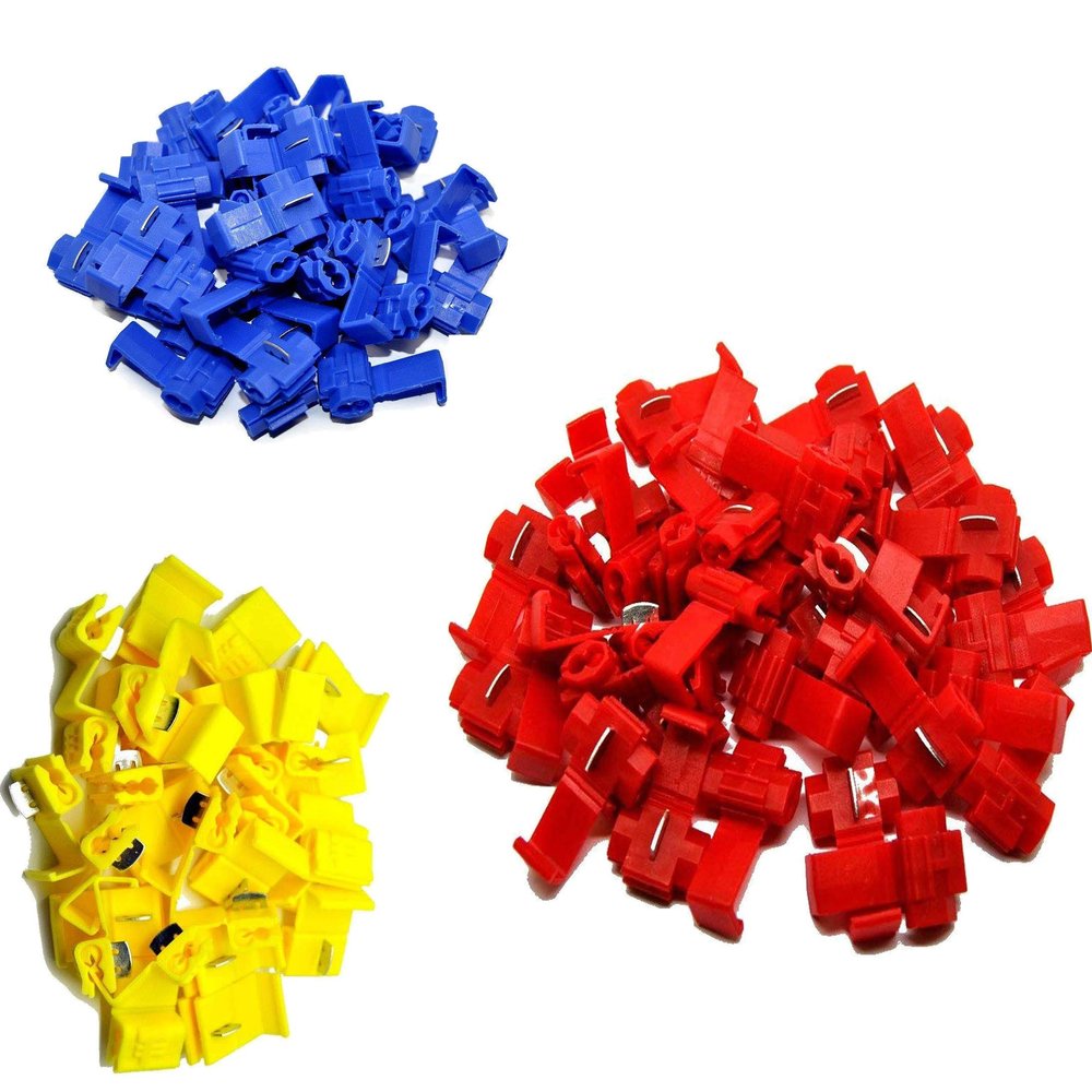 DIY Crafts Pack Of 36 Pcs, Red+Yellow+Blue, Electrical IDC 0.75-2.5mm Wire Connector Double Run or Tap 1816 AWG 0.75x1.26in. (WxL) (Pack Of 36 Pcs, Red+Yellow+Blue)