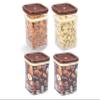 Porpoise Airtight Storage Kitchen Jar/Container Spring Medium, 4 Piece Set, 600 ml each (Brown 4pc) view 1