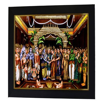 Tirupati Balaji kalyanam artprint with Photo Frame Large Size (8 Inch x 12 Inch) , Wood , Wall Mount ,Multicolor