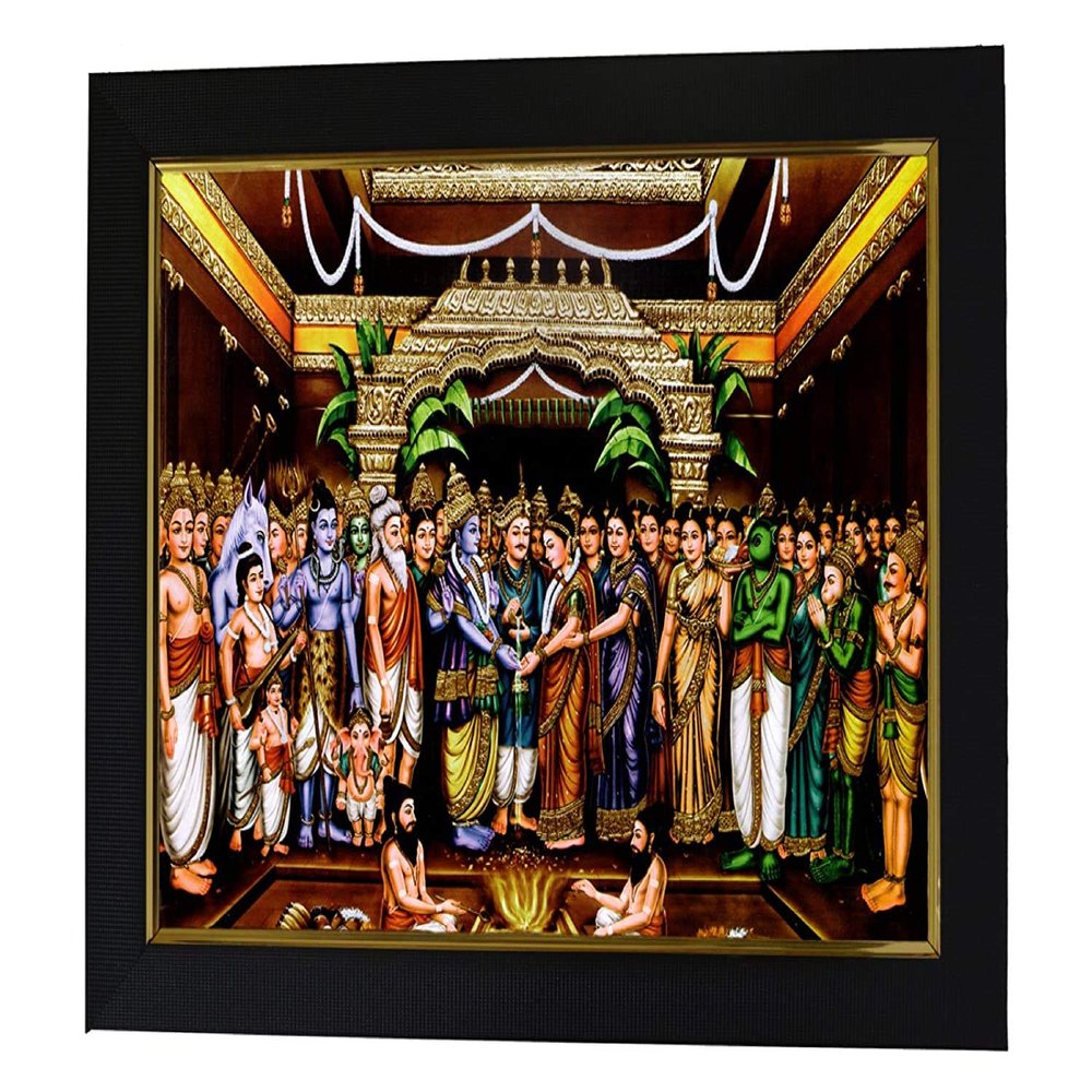 Tirupati Balaji kalyanam artprint with Photo Frame Large Size (8 Inch x 12 Inch) , Wood , Wall Mount ,Multicolor