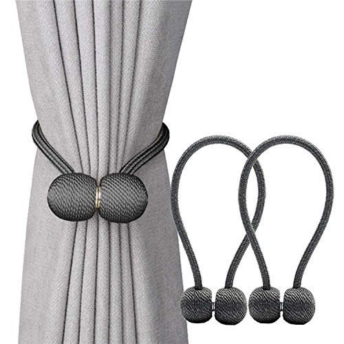 Home Cloud Magnetic Curtain Tiebacks Curtain Drape Holdbacks Clips Rope Holder Buckles for Home Bedroom Office (1 Pair 2pcs, Dark Grey)