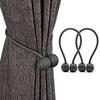 Home Cloud Magnetic Curtain Tiebacks Curtain Drape Holdbacks Clips Rope Holder Buckles for Home Bedroom Office (1 Pair 2pcs, Dark Grey) view 2