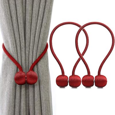 Home Cloud Magnetic Curtain Tiebacks Curtain Drape Holdbacks Clips Rope Holder Buckles for Home Bedroom Office (1 Pair 2pcs, Maroon)