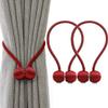 Home Cloud Magnetic Curtain Tiebacks Curtain Drape Holdbacks Clips Rope Holder Buckles for Home Bedroom Office (1 Pair 2pcs, Maroon) view 1