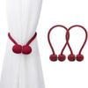 Home Cloud Magnetic Curtain Tiebacks Curtain Drape Holdbacks Clips Rope Holder Buckles for Home Bedroom Office (1 Pair 2pcs, Maroon) view 3