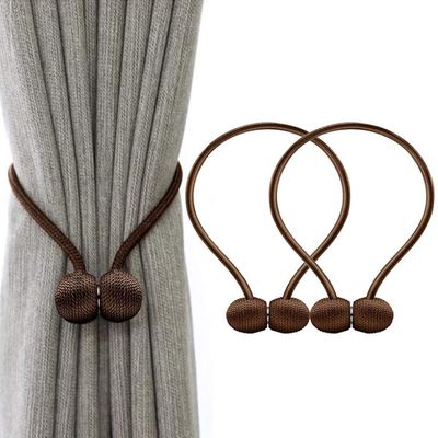 Home Cloud Magnetic Curtain Tiebacks Curtain Drape Holdbacks Clips Rope Holder Buckles for Home Bedroom Office (1 Pair 2pcs, Brown)