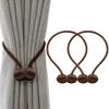 Home Cloud Magnetic Curtain Tiebacks Curtain Drape Holdbacks Clips Rope Holder Buckles for Home Bedroom Office (1 Pair 2pcs, Brown) view 1