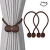 Home Cloud Magnetic Curtain Tiebacks Curtain Drape Holdbacks Clips Rope Holder Buckles for Home Bedroom Office (1 Pair 2pcs, Brown) view 2