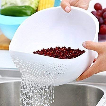 Effigy onlinehub Plastic Rice Pulses Fruits Vegetable Noodles Pasta Washing Bowl(Multi) Pieace (1)