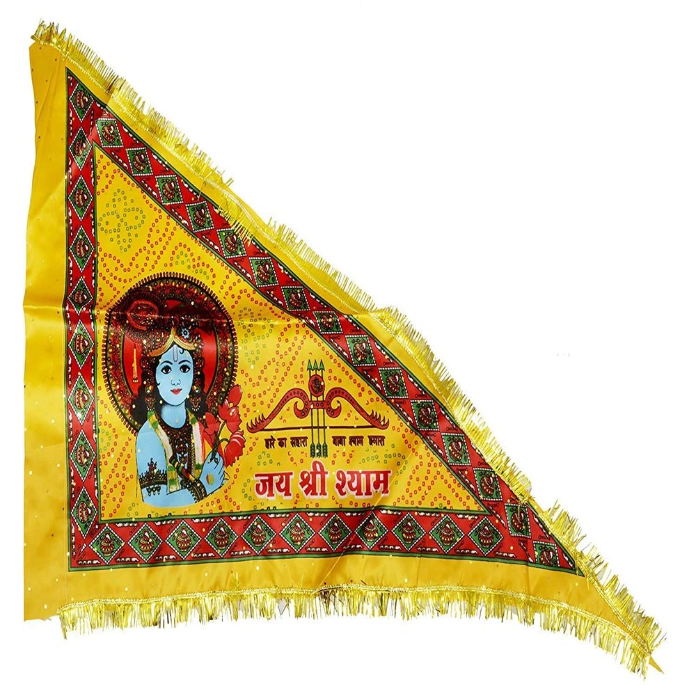 Yashvin Religious Khatu Shyam Ji cloth Trangle Cut for Temple/Home Normal Size |174.52.49