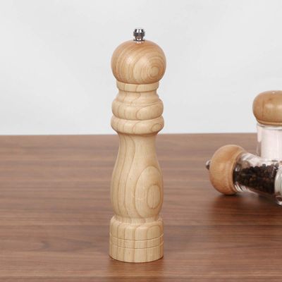 VEMONIO Wooden Salt and Pepper Grinder Mixer Burr Mill Traditional Spice Storage (6 inch)