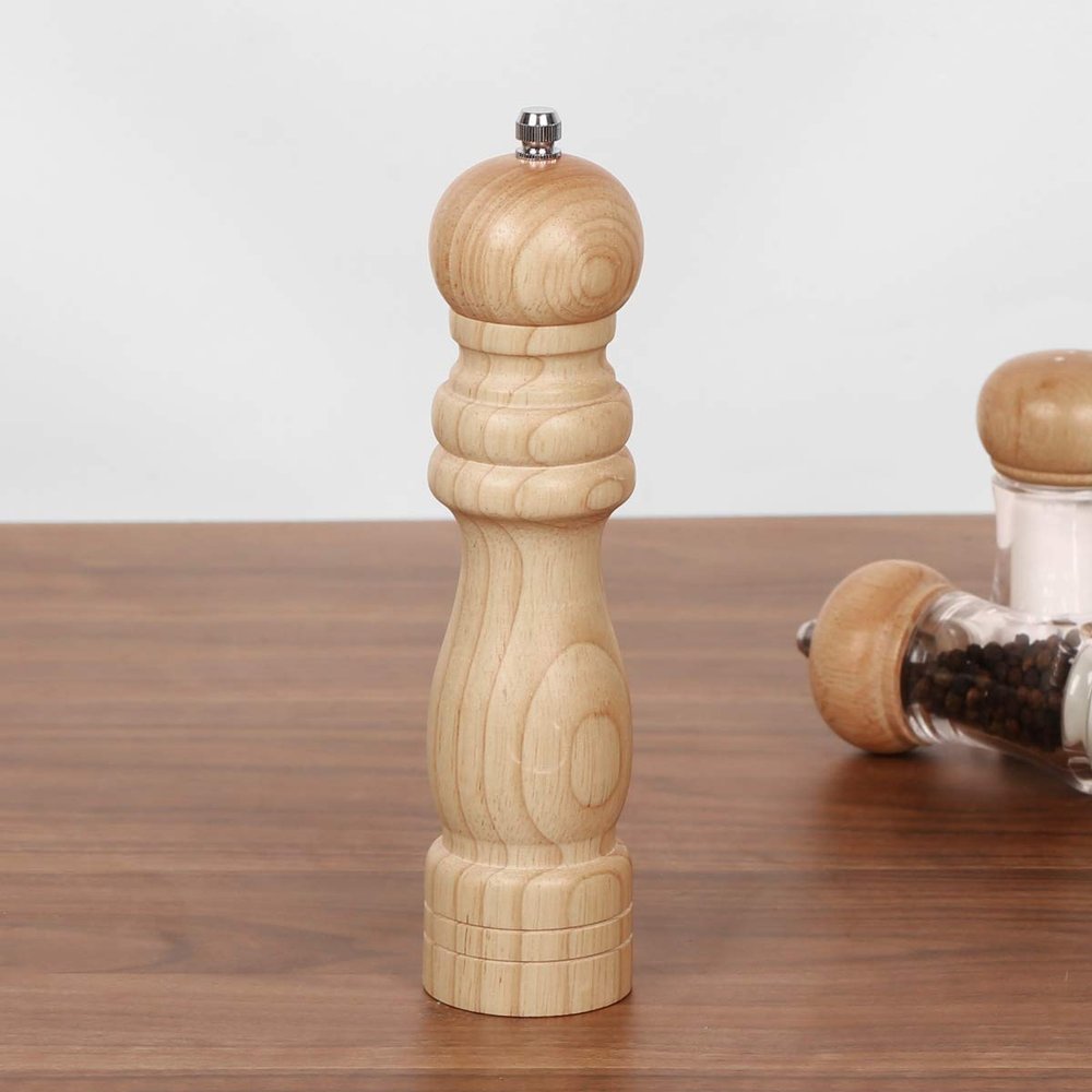 VEMONIO Wooden Salt and Pepper Grinder Mixer Burr Mill Traditional Spice Storage (6 inch)