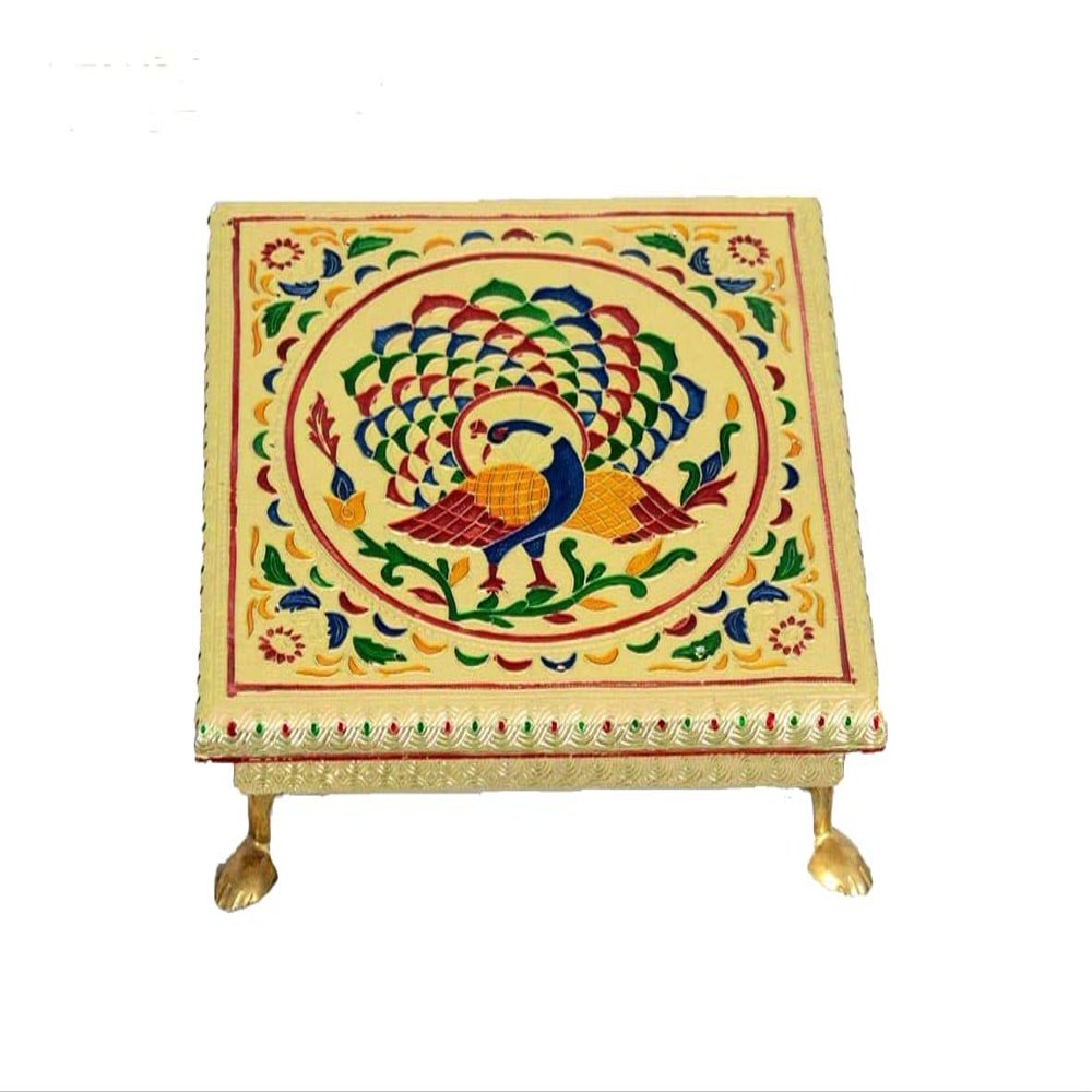 Handicrafts Meenakari bajot/bajot for pooja/bajot for sitting/pooja chowki/pooja peeta/Chaurang for pooja/ganpati bajot/decorative bajot.