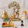 Chhariya Crafts Metal Krishna with Cow and Calf Statue Standing Under Tree Plying Flute and Love Bird Kumkum Box for Home and Office Temple Pooja Room Gift Item Decorative Showpieces - 17 cm view 1