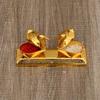 Chhariya Crafts Metal Krishna with Cow and Calf Statue Standing Under Tree Plying Flute and Love Bird Kumkum Box for Home and Office Temple Pooja Room Gift Item Decorative Showpieces - 17 cm view 2