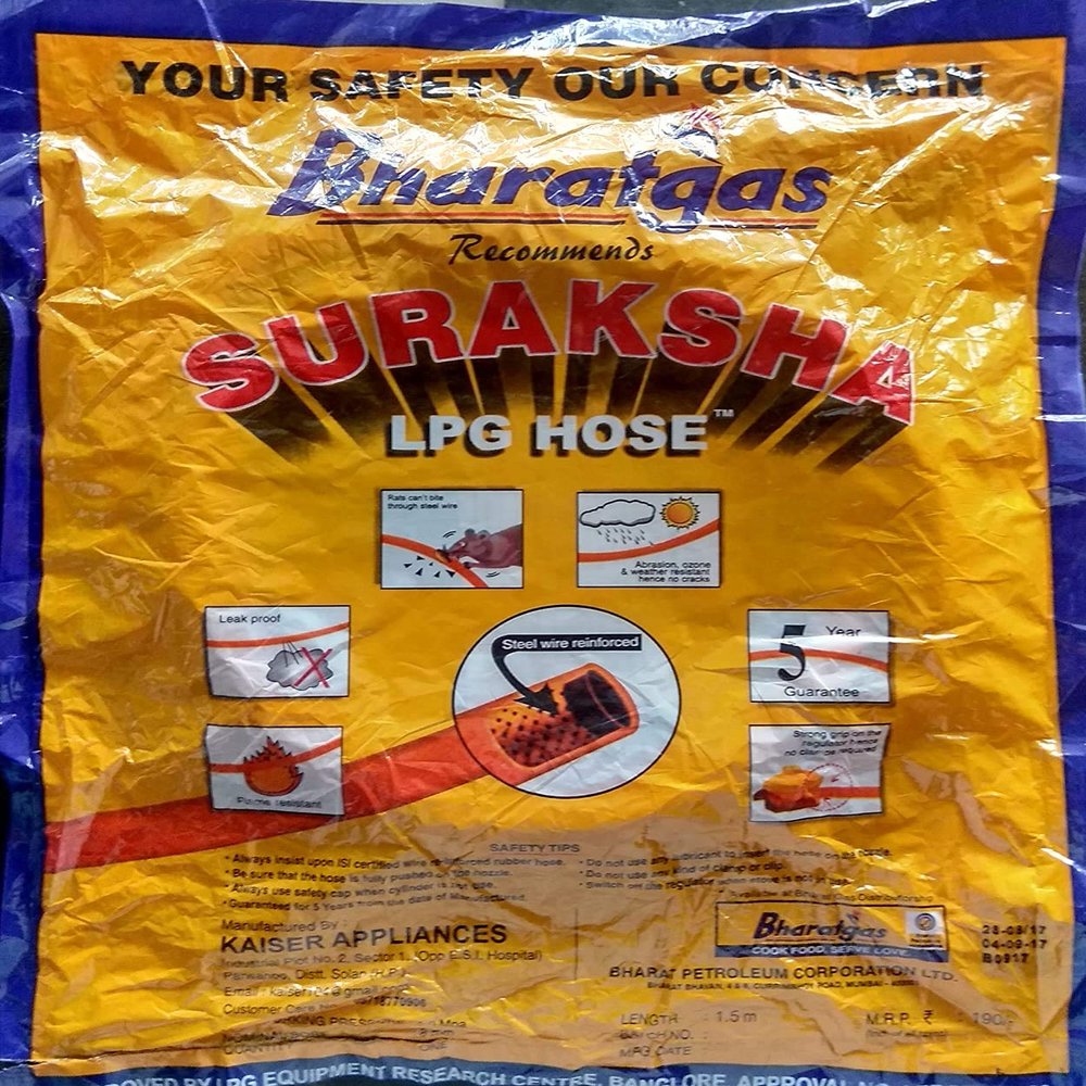 Bharatgas LPG Kitchen Hose Pipe (1.5 m, Orange)