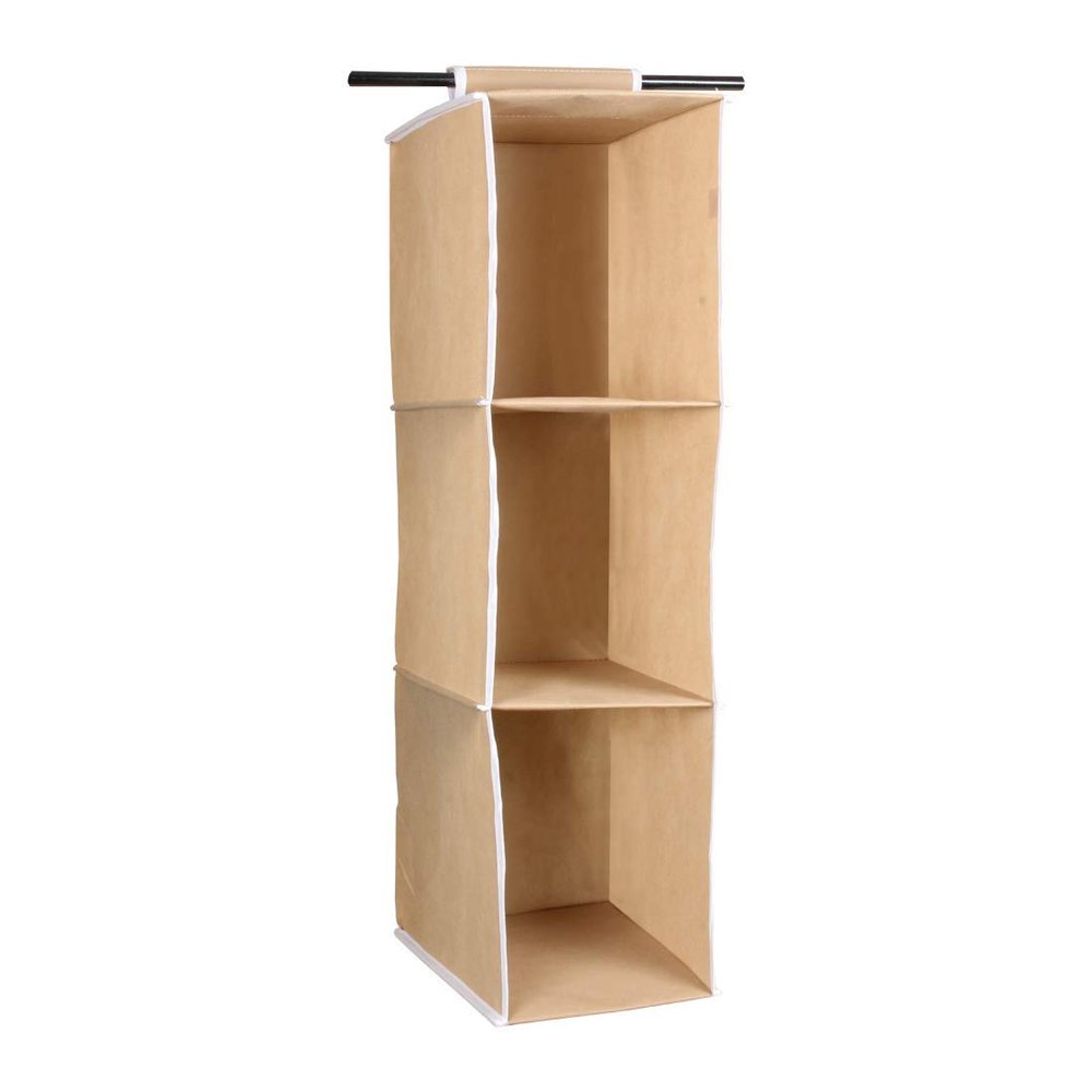 Flipco Hanging Closet Organizer, Foldable 3-Shelf Hanging Closet Wardrobe Storage Shelves, Clothes Handbag Shoes Accessories Storage, Washable Oxford Cloth Fabric.