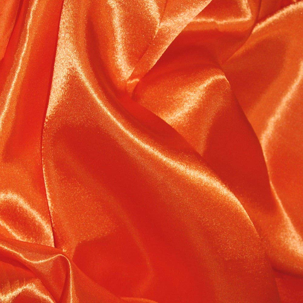 BINI Orange Silky Satin Solid Dress Fabric Plain Material 44/45" Width, Slik & Shiny Fabrics (2 Meter)
