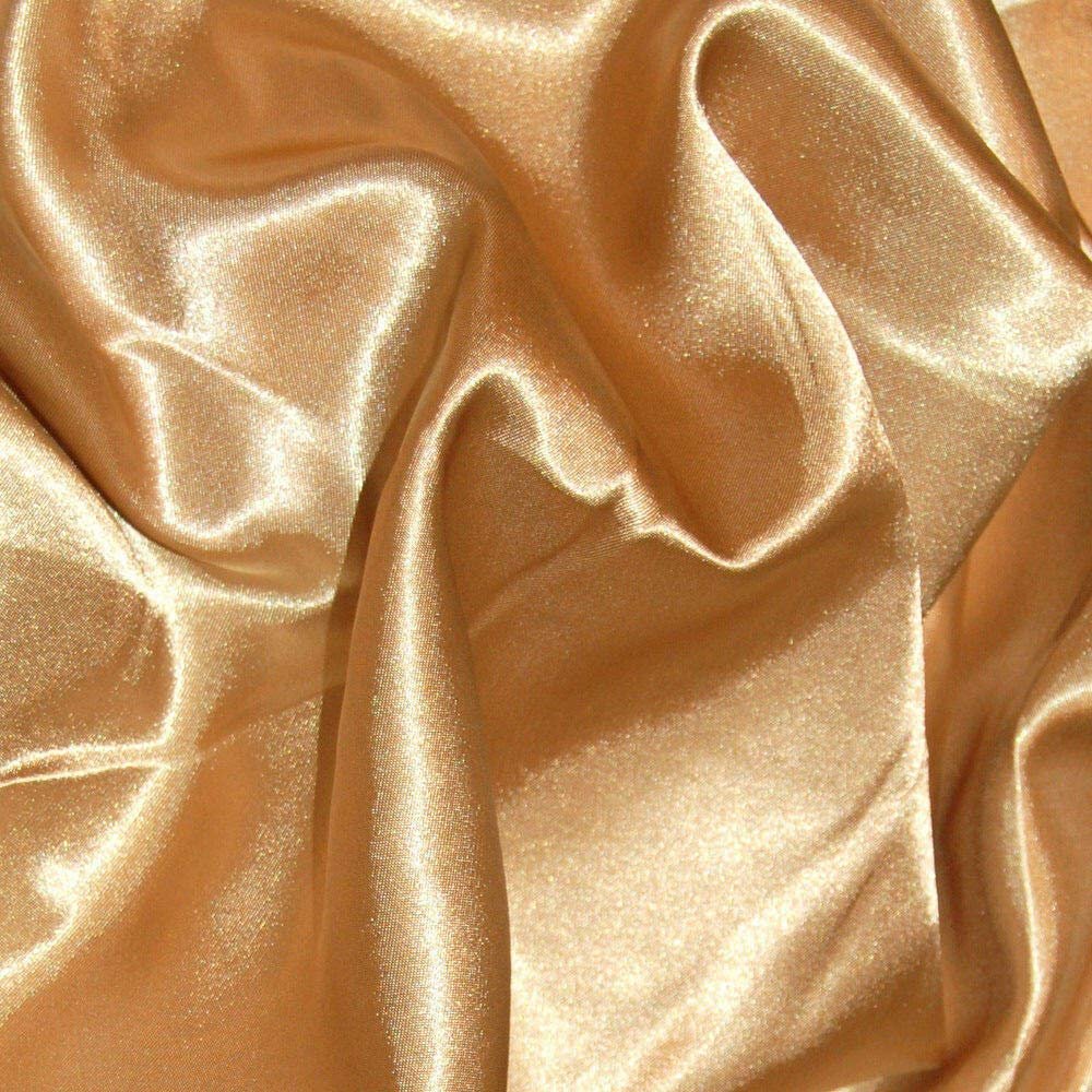 BINI Gold Silky Satin Solid Dress Fabric Plain Material 44/45" Width, Slik & Shiny Fabrics (2 Meter)