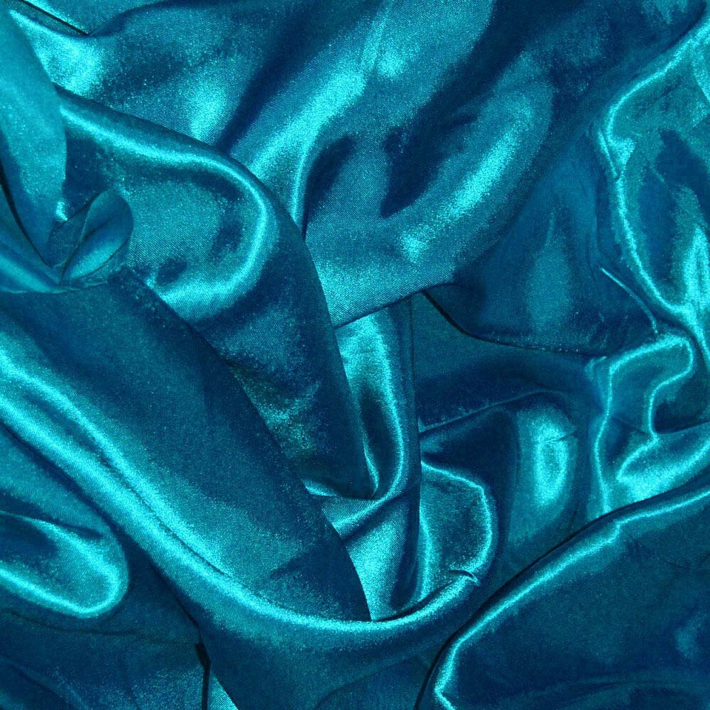 Teal Bule Silky Satin Dress Fabric Plain Material 44/45" Width, Slik & Shiny Fabrics (2 Meter)
