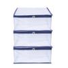 MBW Fabric Clothes Organiser for Wardrobe, Saree Covers with zip, Saree Organizer for Wardrobe, Clothes Storage Bag for Storage, Transparent (Dark Blue - Pack of 3), 25x35 cm view 1