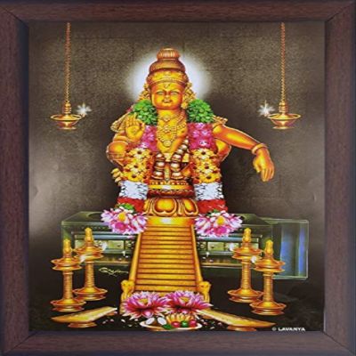 Ayappa Swamy Photo with Wooden Frame (8 Inch x 12 Inch)