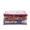 MBW Clothes Organiser for Wardrobe, Saree Covers with zip, Saree Organizer for Wardrobe, Clothes Storage Bag, Saree Bags Storage, Saree Covers for Storage, Transparent (Maroon - Pack of 3) view 2