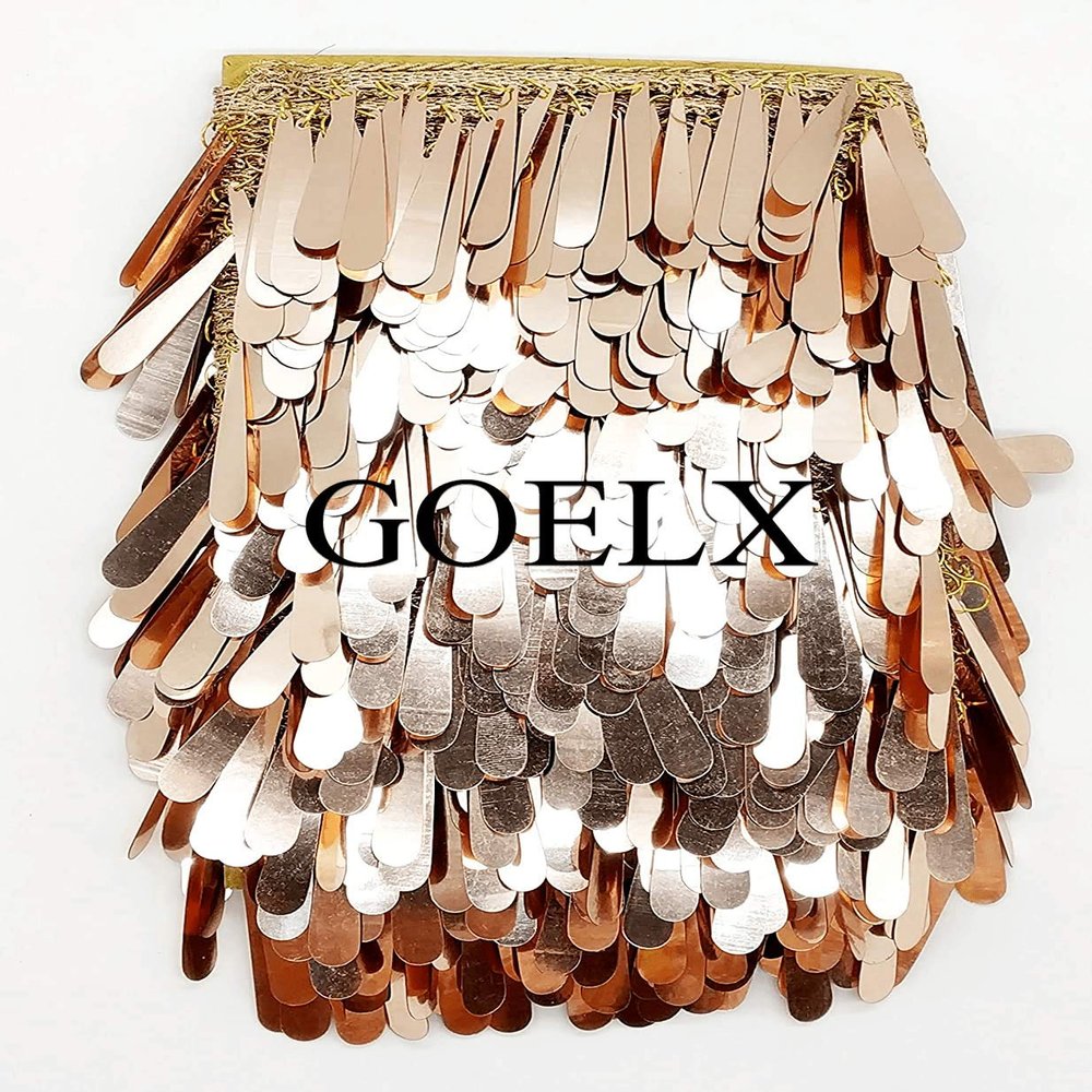 GOELX Shimmering Latkan Lace for Decorations, Designing, Sewing, Art & Crafts (Rose Gold)