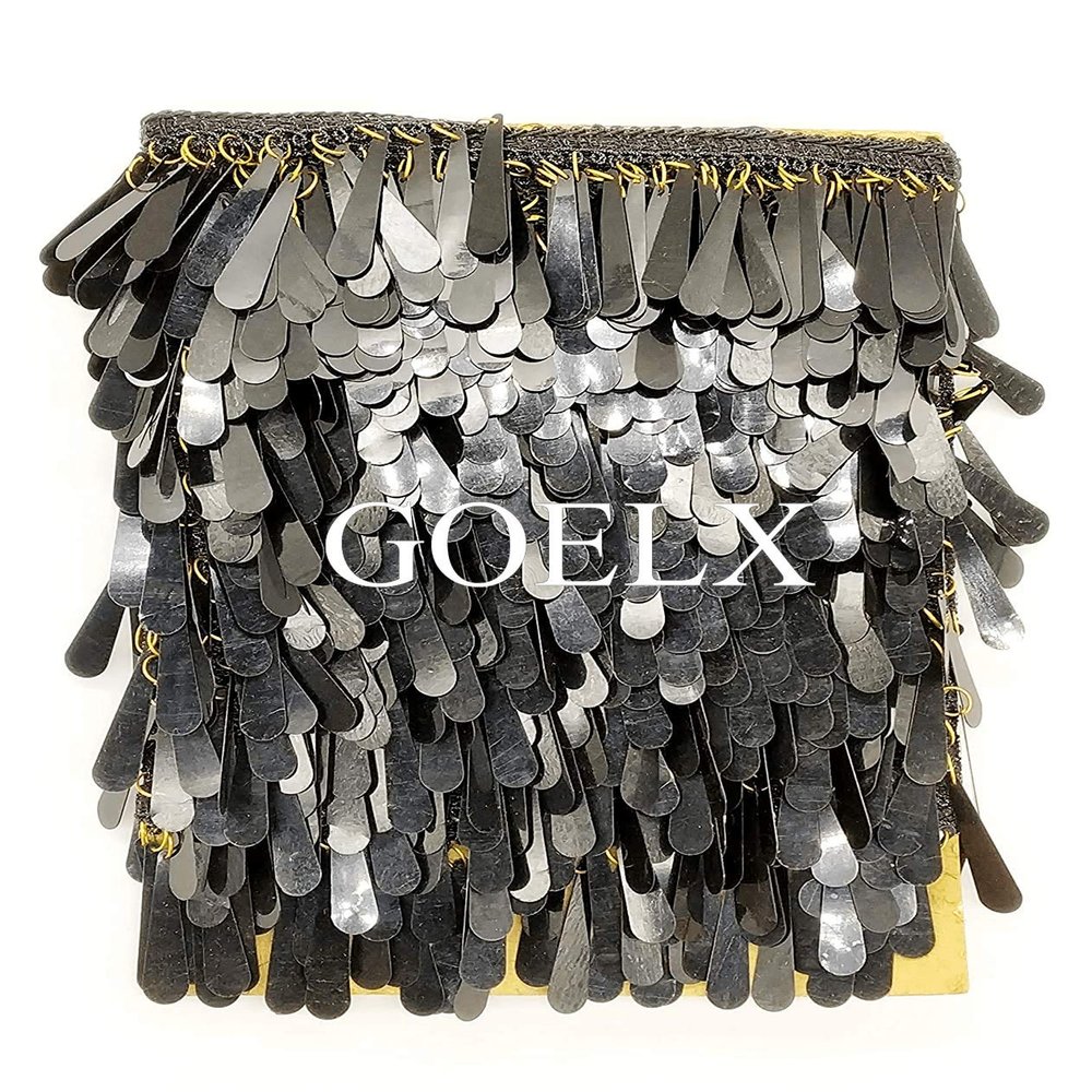 GOELX Shimmering Latkan Lace for Decorations, Designing, Sewing, Art & Crafts (Black)