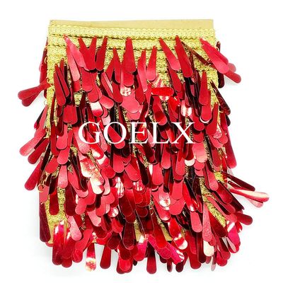 Shimmering Latkan Lace for Decorations, Designing, Sewing, Art & Crafts (Red)