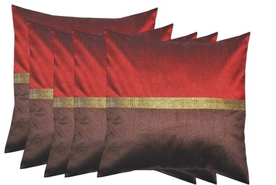 PINK PARROT - Art Silk Plain Colour Cushion Cover 16x16 inch Set of 5 pcs