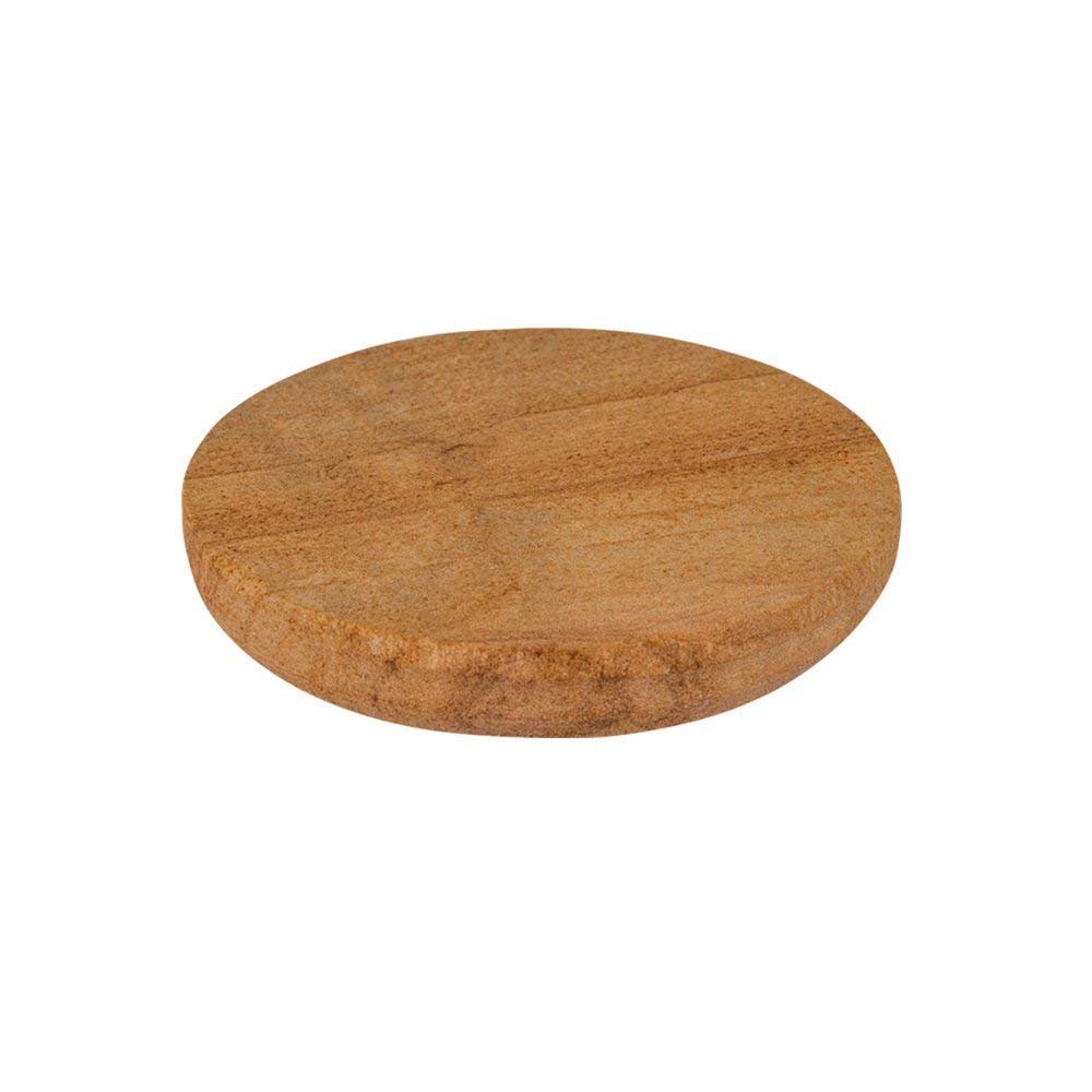 HANDCRAFTD Handmade Sandalwood Chandan Pata Board Stone Rubbing Board Chakla (Brown, 4IN)