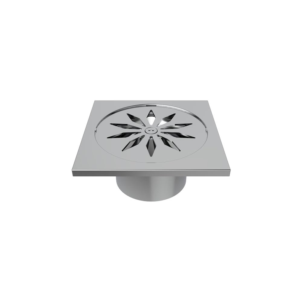 Viking SS304 Drain with Cockroach Trap Square - Stainless Steel 304- Length & Width 75mm (3) Polished Finish, Efficient Water Drainage, Prevents from Insects, Hygienic