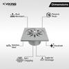 Viking SS304 Drain with Cockroach Trap Square - Stainless Steel 304- Length & Width 75mm (3) Polished Finish, Efficient Water Drainage, Prevents from Insects, Hygienic view 3