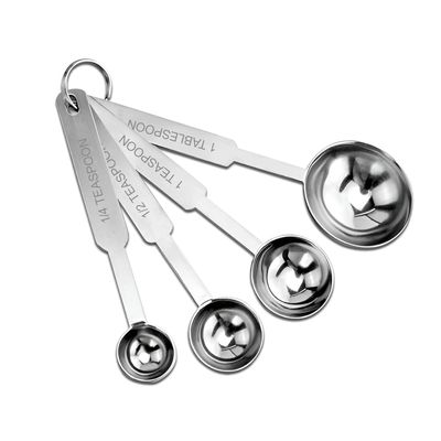 LISHONN Heavy Duty Stainless Steel Metal Measuring Spoons for Dry or Liquid, Fits in Spice Jar, Set of 4