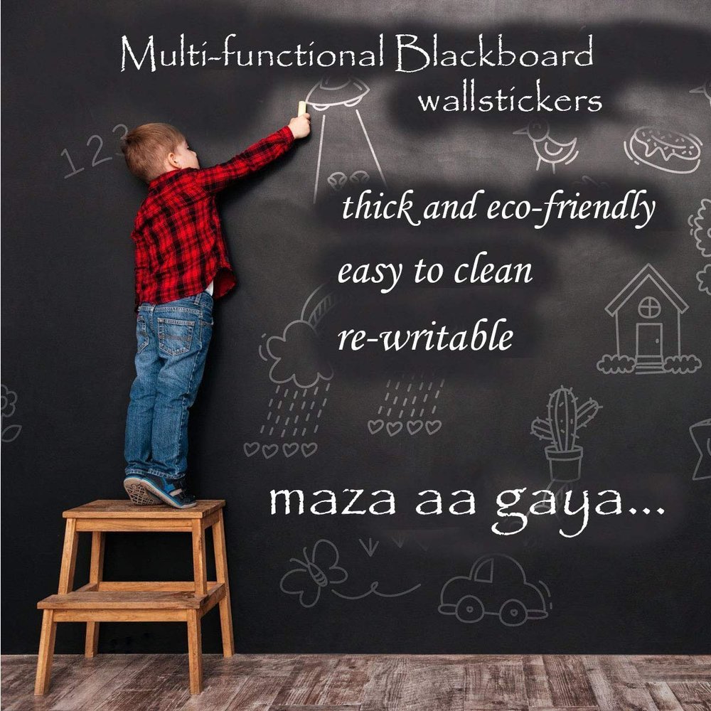 SIGNOOGLE Self-Adhesive Durable PVC Vinyl Black Board Wall Sticker Removable Decal Chalkboard with Free Chalks for Home School Office College Room Kitchen 52 x 102 cm