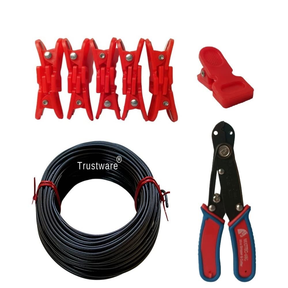 Trustware Cloth Drying Rope Wire - Clothing Line for Hanging Clothes | Combo of 3 | 22 M Clothesline, Clip Hooks 10 Pcs & 1 Multipurpose Cutter | Heavy Gauge| Rust Proof | No Sagging.