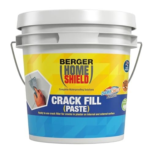 Berger HomeShield Crack Filler Paste Ready to Use Flexible Putty Wall Repair Gap Filling for Interior Exterior Roof Terrace Walls Home Kitchen Bathroom (500g, White)