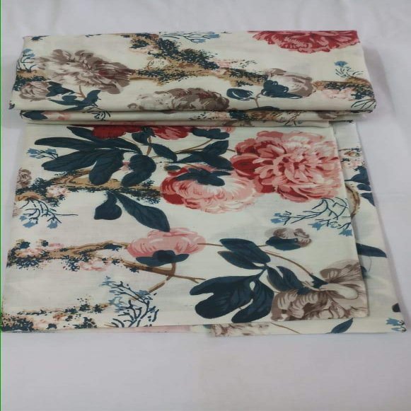 Fashionmart Floral Printed Cotton Cloth Hand Block Floral Print Fabric Running Jaipuri Hand Block Printed Women Dress Material Kurtis Natural 44" Inches Width 2.5 Meter