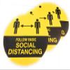 ADD GEAR - Follow Social DISTANCING Floor Decals 150 Micron Screen Printed PVC Sticker with Anti-Skid Lamination and granular Texture Round (Dia 15 Inch) (3) view 1