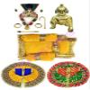 Suparia's Laddu Gopal Murti (Brass Idol) with Shringar Set of Mukut, Mala, Bansuri, Asan and 2 Dresses (Ladoo Gopal Dress Combo) (Size: 0 no.) view 1