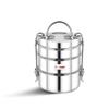 FUTENSILS Manav 3-Tier Stainless Steel Lunch Box with Bag (Size -7X3, 1670ml, 4.5 inch Dia, Silver), Leakproof, Heat Resistance. Office Pack view 2