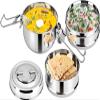 FUTENSILS Manav 3-Tier Stainless Steel Lunch Box with Bag (Size -7X3, 1670ml, 4.5 inch Dia, Silver), Leakproof, Heat Resistance. Office Pack view 3
