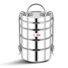 FUTENSILS Manav Stainless Steel Tiffin Box, Size - 8x4, 4-Tier, Steel Lunch Box, Tiffin [Silver, Capacity- 2790ml, Dia- 5 Inch], Leakproof, BPA Free, Hear Resistance for 1 Hour., A Product view 1
