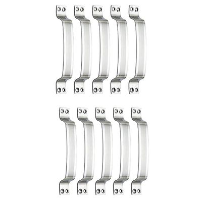 Sun Shield Stainless Steel for Home & Kitchen Doors/Cabinet/Window Handles - D Curve - 6 inch - Set of 10 pcs, Pull Handle