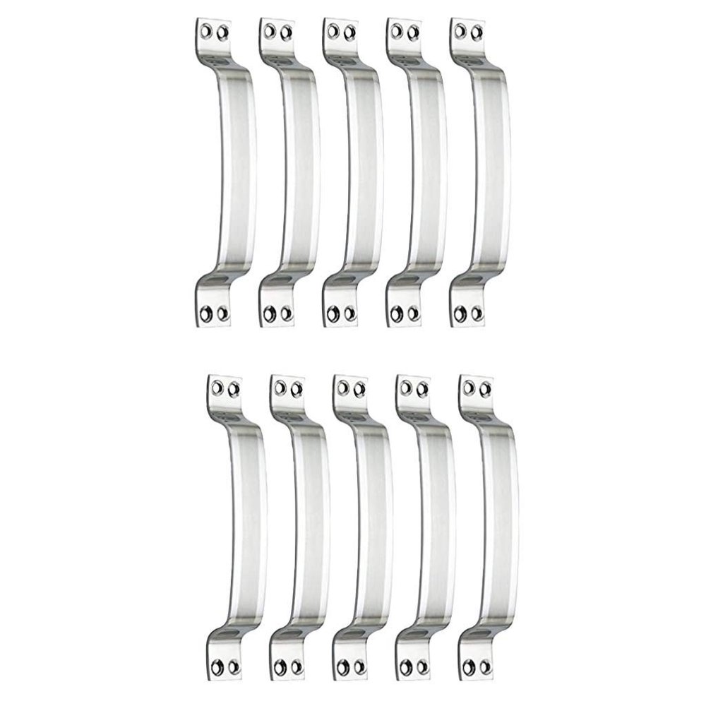 Sun Shield Stainless Steel for Home & Kitchen Doors/Cabinet/Window Handles - D Curve - 6 inch - Set of 10 pcs, Pull Handle