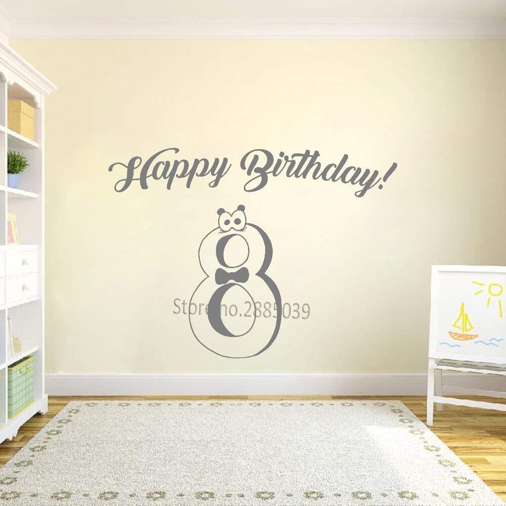 Gadgets Wrap Happy Birthday Vinyl Decor Wall Decals Eight Years Old Birthday Stickers, AG20-DRP-150