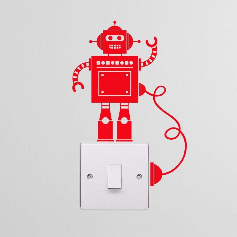 Gadgets Wrap 12 * 17Cm Tall Tiny Robot Light Switch with Wire Decal Vinyl Wall Stickers, Ag20-Drp-19