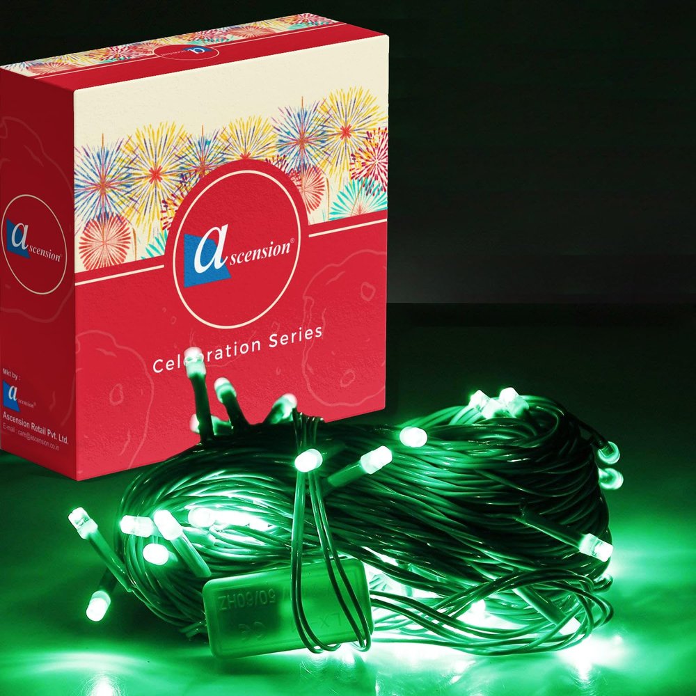 ascension  Green String Strip Decoration Lights of 11 Meter 42 Serial Bulbs Decoration Lighting for Diwali Christmas Navratri Decorative Dussehra